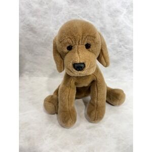 Gund Vintage Golden Lab Dog Plush Stuffed Animal Red Collar Weighted Bottom